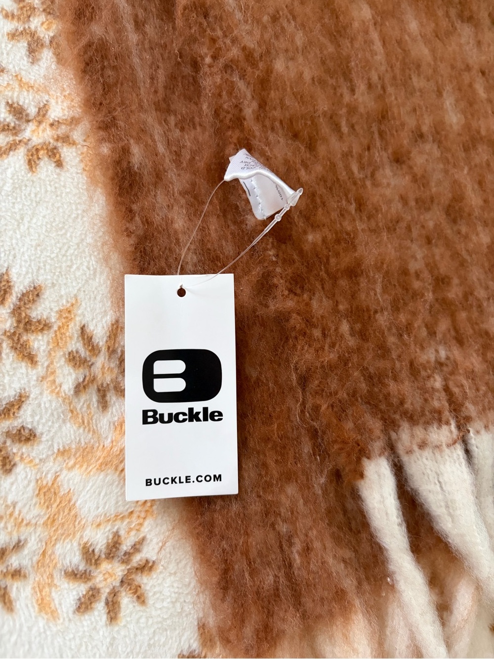 Buckle Faux Fur Scarf in Brown and Cream NWT